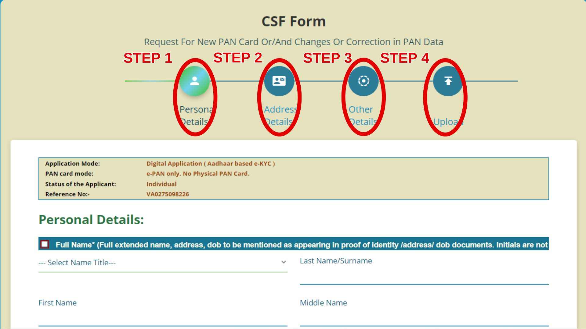 Pan card name change step 5