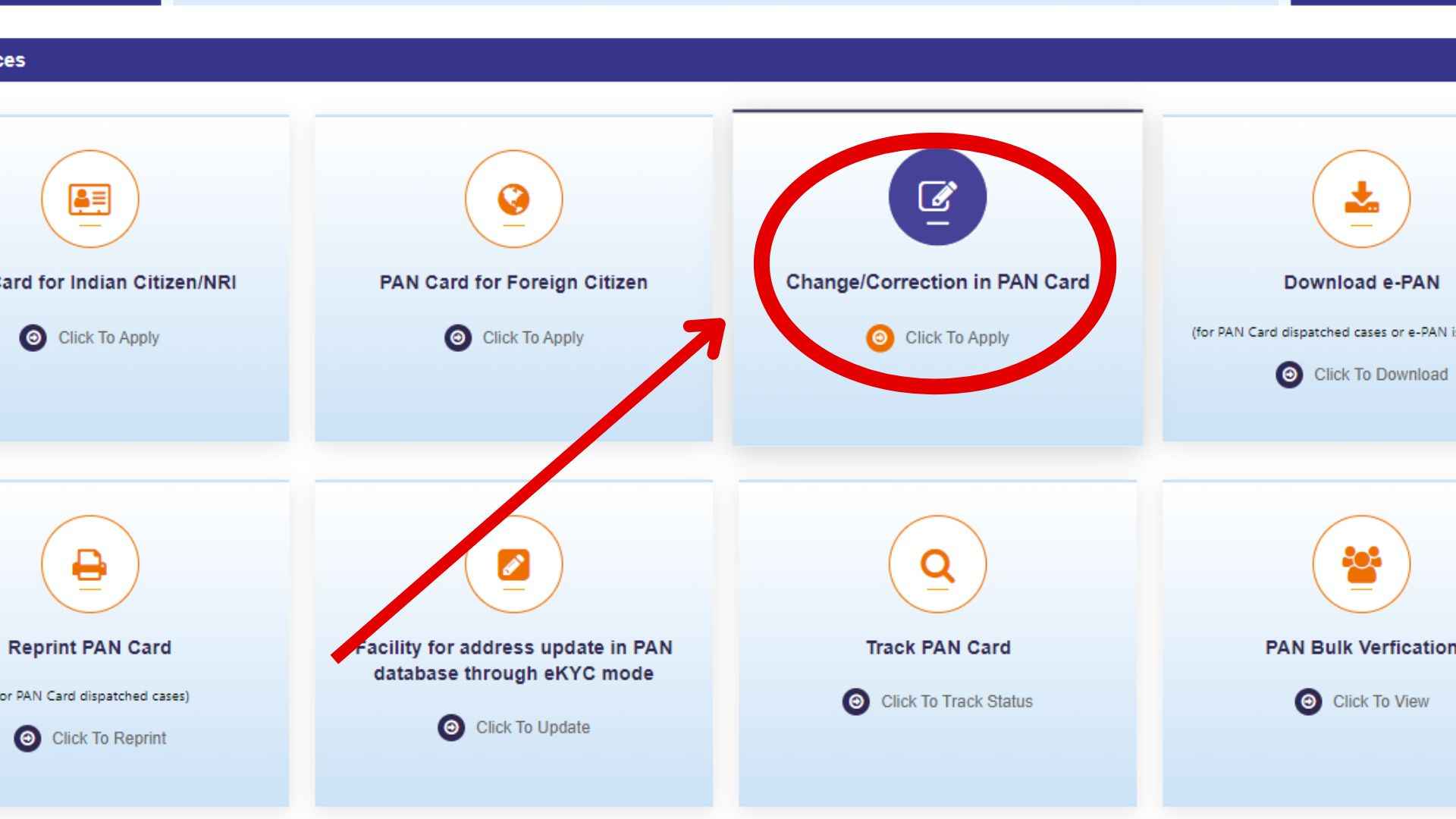 Pan card name change step 2