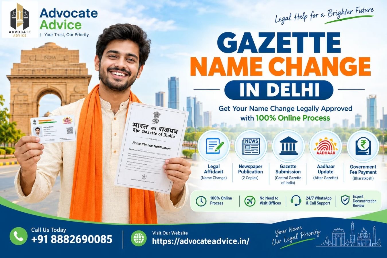 gazette name change in delhi