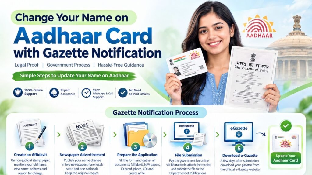 Gazette Notification for name change in aadhaar card