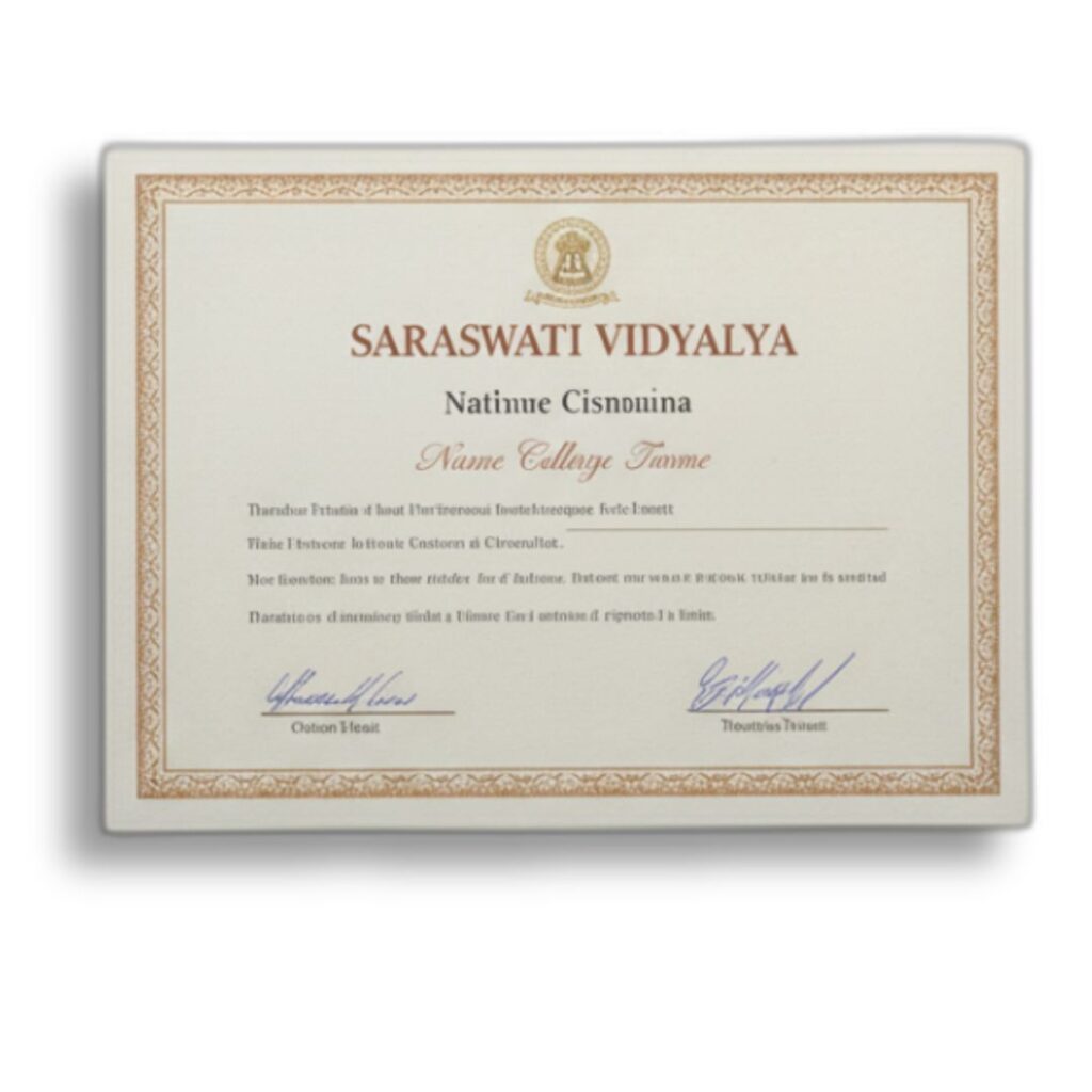 Saraswati Vidyalya Certificate - School Certificate Name Change