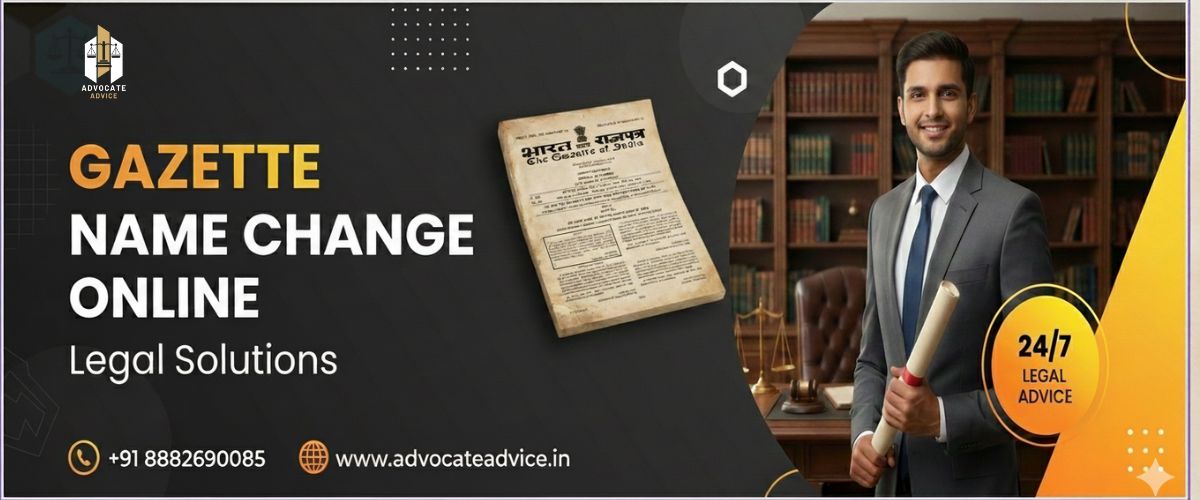 Promotional banner for Gazette for Name Change Online legal services by Advocate Advice.